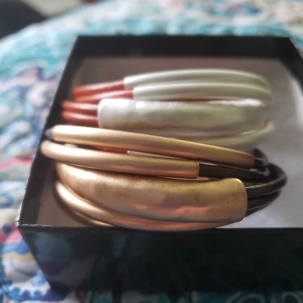 Two 6-strand Leather Bracelets